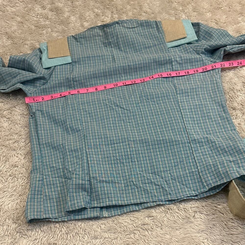 Deadstock Vintage 70s Blue Plaid Button Down Shirt Prarie Cottagecore Eber - Picture 6 of 6